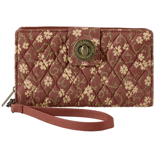 Burgundy Floral RFID Cash System Wallet