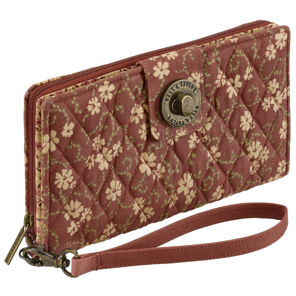 Burgundy Floral RFID Cash System Wallet