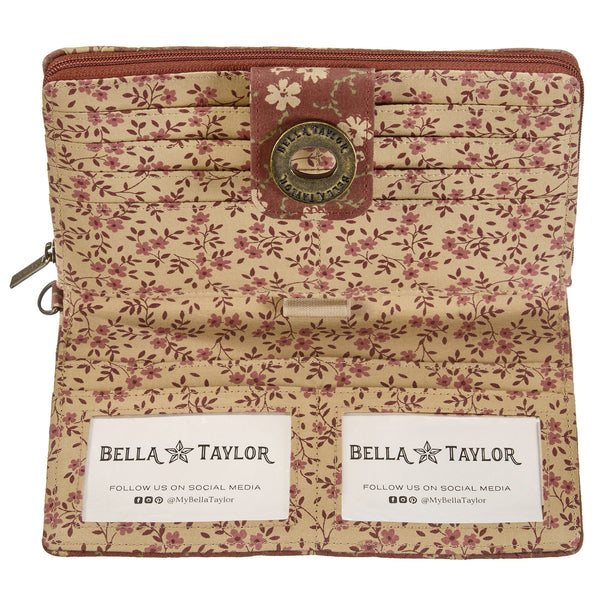 Burgundy Floral RFID Cash System Wallet