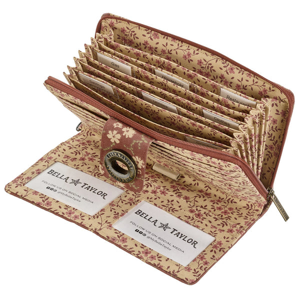 Burgundy Floral RFID Cash System Wallet