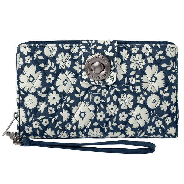 Bicolor Floral Navy Cash System Wallet