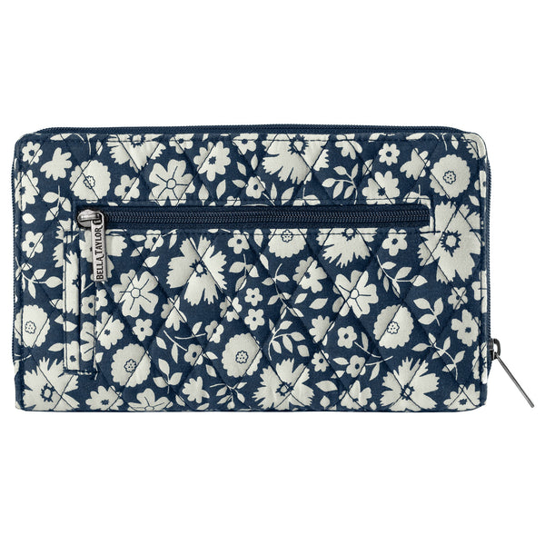 Bicolor Floral Navy Cash System Wallet