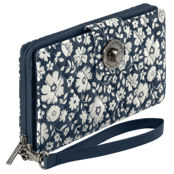 Bicolor Floral Navy Cash System Wallet