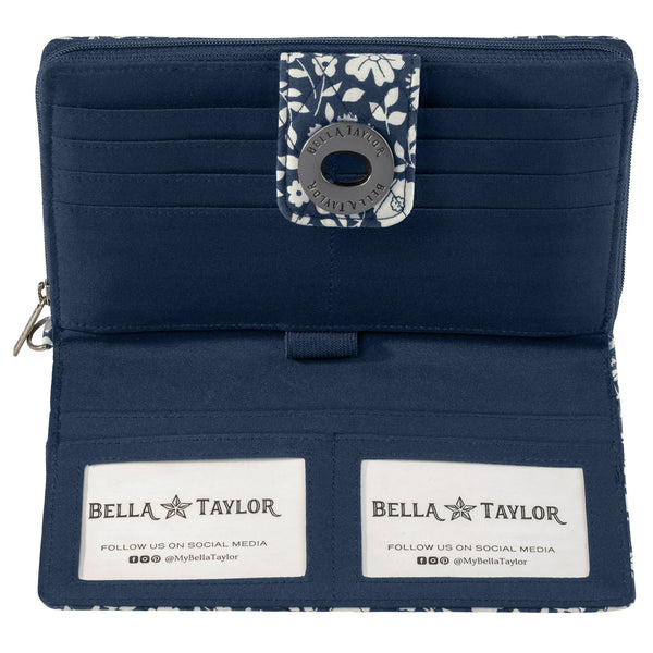 Bicolor Floral Navy Cash System Wallet