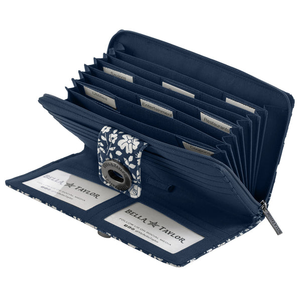 Bicolor Floral Navy Cash System Wallet