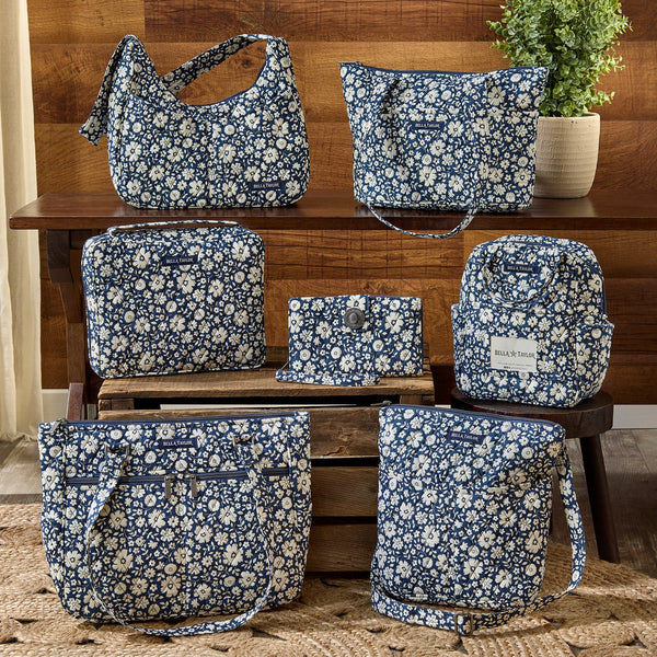 Bicolor Floral Navy Cash System Wallet