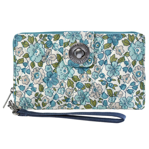 Delicate Floral Blue RFID Cash System Wallet