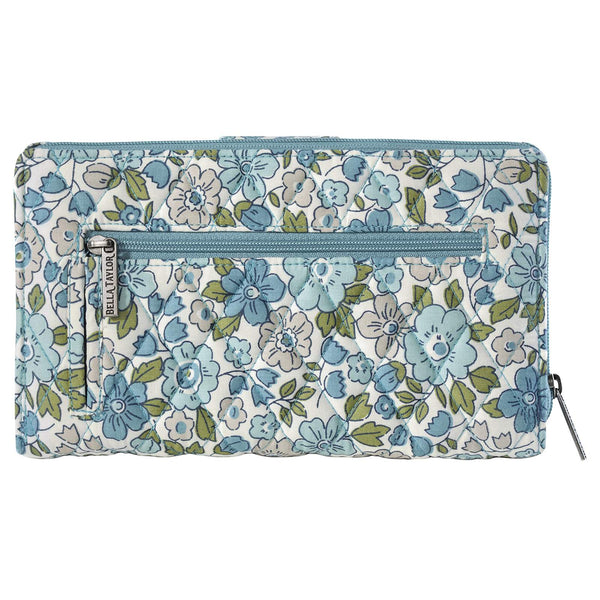 Delicate Floral Blue RFID Cash System Wallet