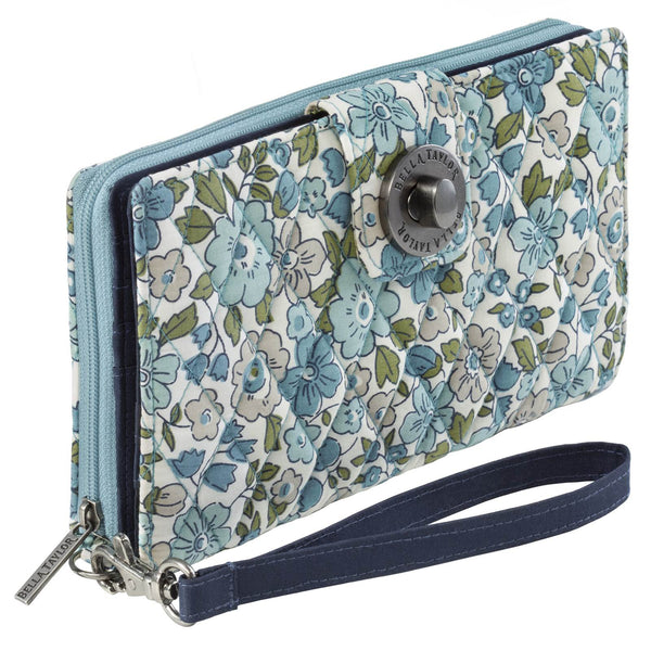 Delicate Floral Blue RFID Cash System Wallet