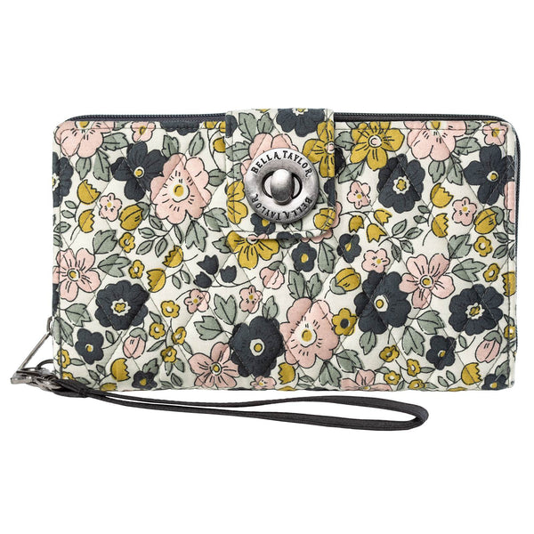 Delicate Floral Charcoal RFID Cash System Wallet