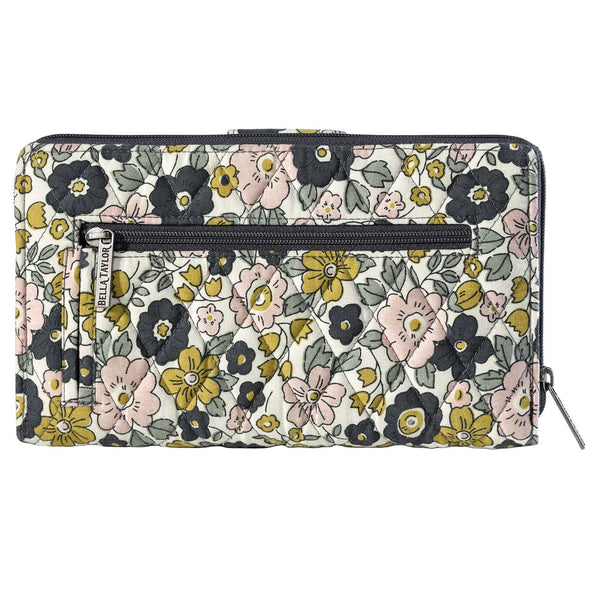 Delicate Floral Charcoal RFID Cash System Wallet