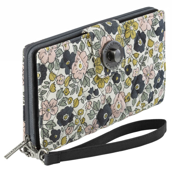 Delicate Floral Charcoal RFID Cash System Wallet