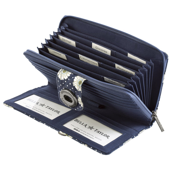 Dotted Daisy Navy RFID Cash System Wallet
