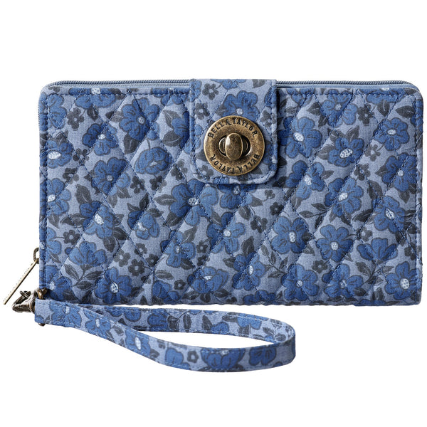 Navy Floral RFID Cash System Wallet
