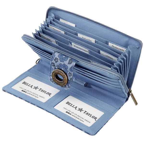 Navy Floral RFID Cash System Wallet