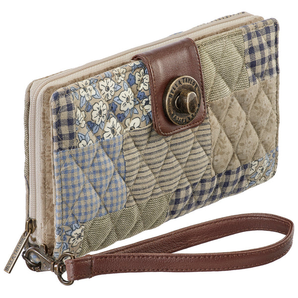 Khaki Patchwork RFID Cash System Wallet