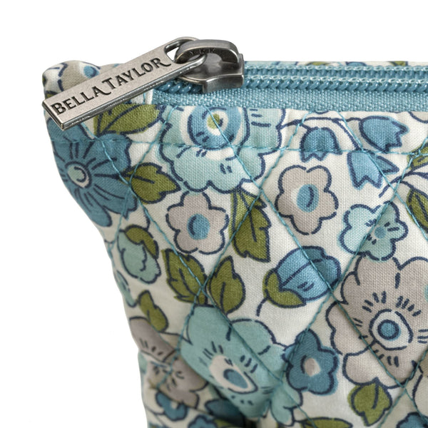 Delicate Floral Blue RFID Cash System Wallet