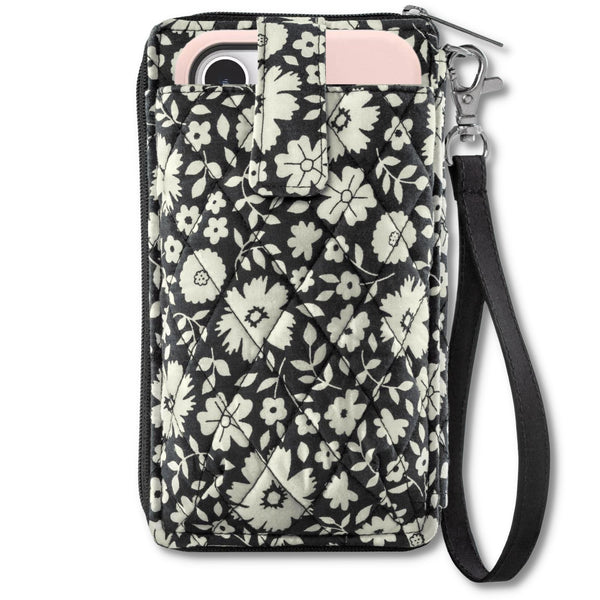 Bicolor Floral Black RFID Modern Wristlet Wallet