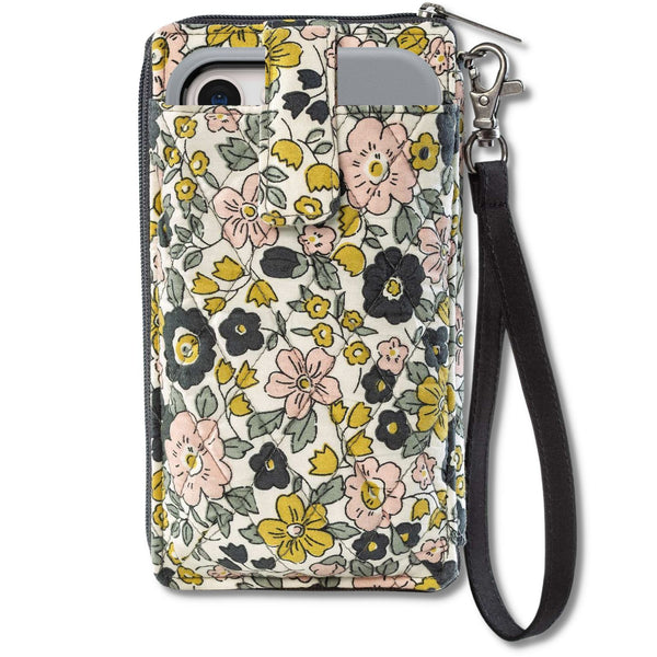 Delicate Floral Charcoal RFID Modern Wristlet Wallet