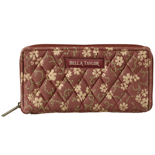 Burgundy Floral RFID Slim Card Wallet