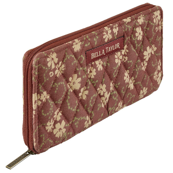 Burgundy Floral RFID Slim Card Wallet