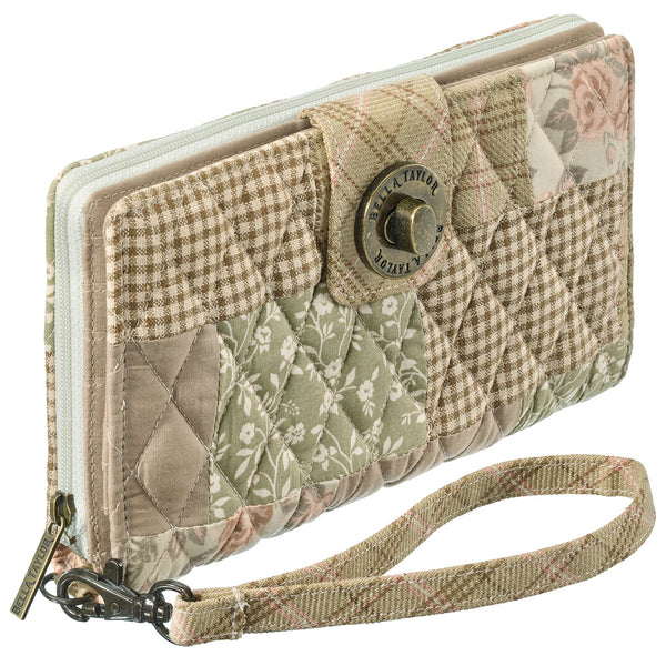 Cameo Rose Patchwork RFID Cash System Wallet