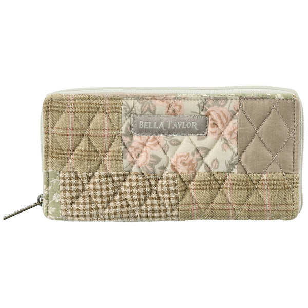 Cameo Rose Patchwork RFID Slim Card Wallet