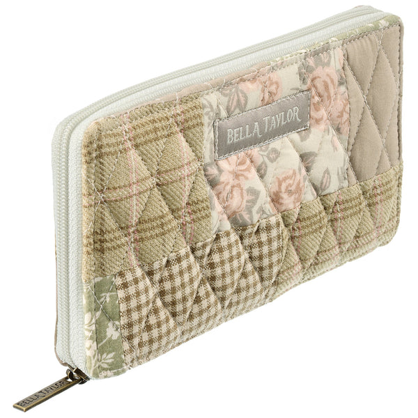 Cameo Rose Patchwork RFID Slim Card Wallet