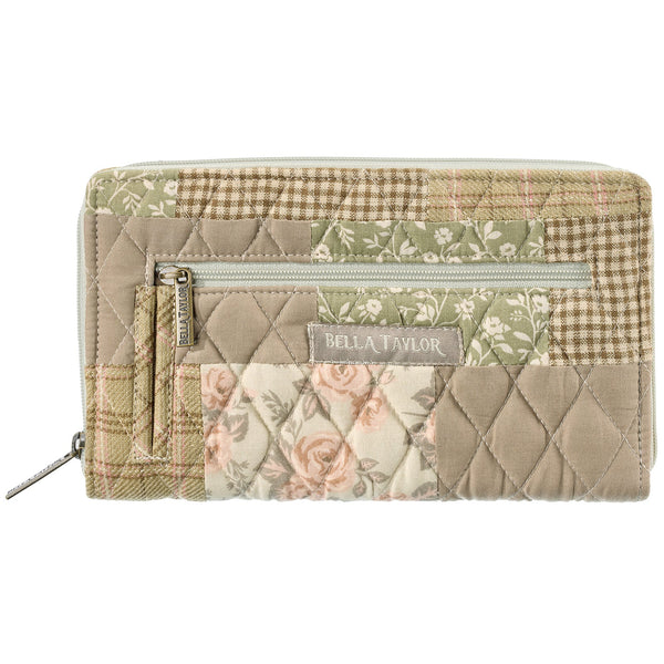 Cameo Rose Patchwork RFID Wrist Strap Wallet