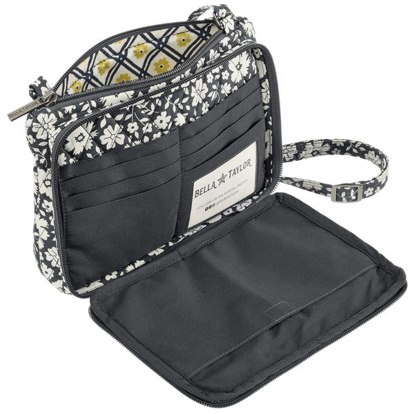 Bicolor Floral Black Essentials Wallet Crossbody