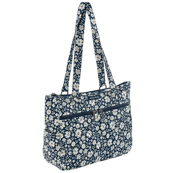 Bicolor Floral Navy Everyday Tote