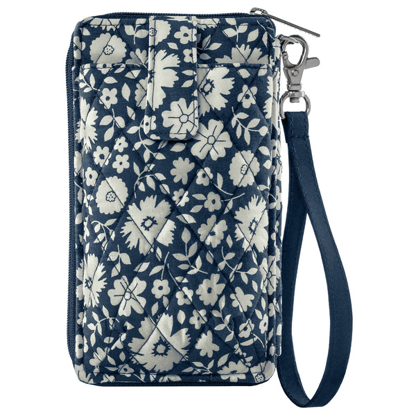 Bicolor Floral Navy Cell Phone Wristlet