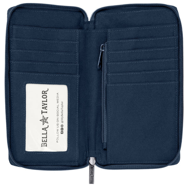Bicolor Floral Navy Cell Phone Wristlet