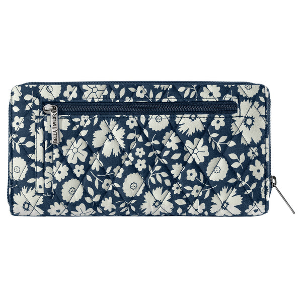 Bicolor Floral Navy Slim Card Wallet