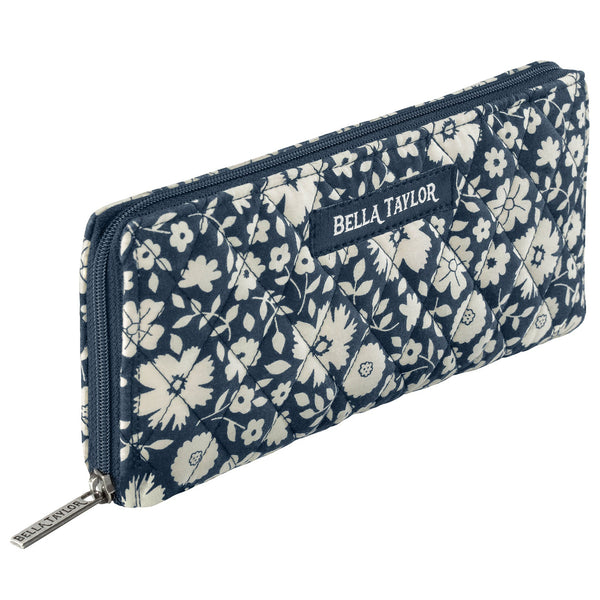Bicolor Floral Navy Slim Card Wallet