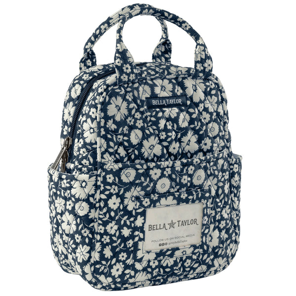 Bicolor Floral Navy Lunch Tote