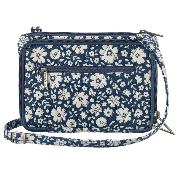 Bicolor Floral Navy Essentials Wallet Crossbody