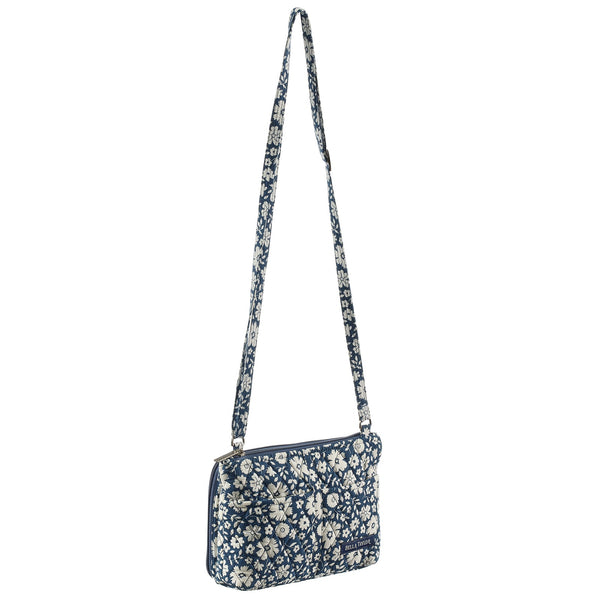 Bicolor Floral Navy Essentials Wallet Crossbody