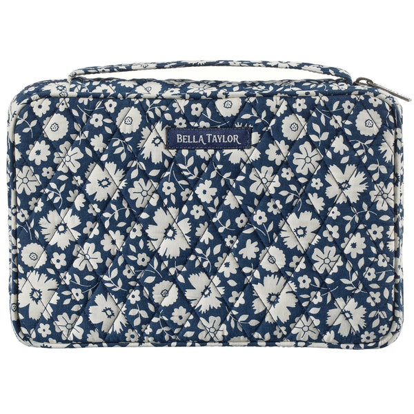 Bicolor Floral Navy Small Bible Cover