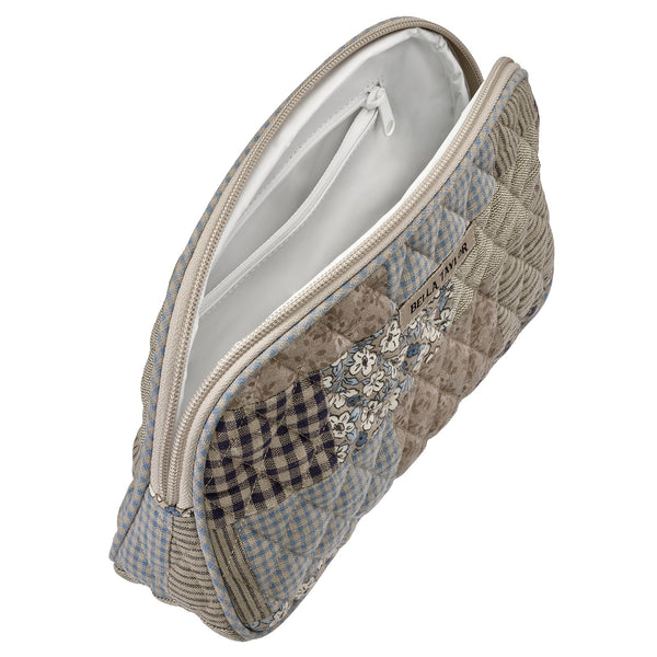 Khaki Patchwork Cosmetic Pouch