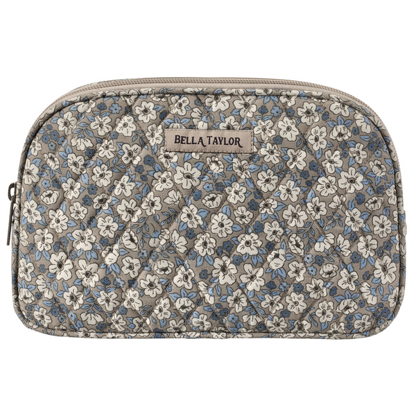Khaki Floral Cosmetic Pouch