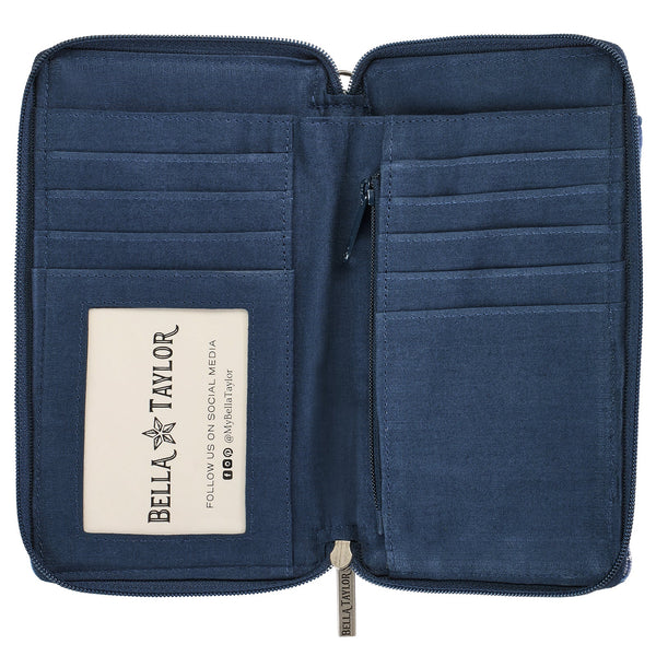 Heritage Blue Patch RFID Cell Phone Wristlet