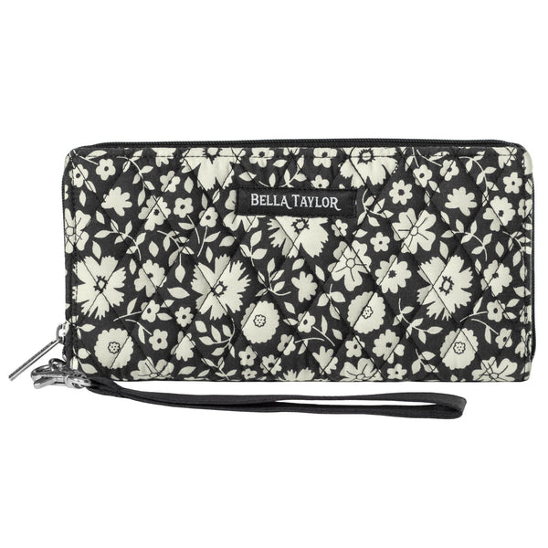 Bicolor Floral Black RFID Envelope Wallet