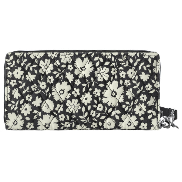 Bicolor Floral Black RFID Envelope Wallet