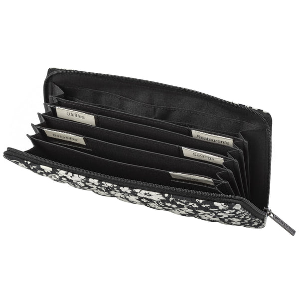 Bicolor Floral Black RFID Modern Wristlet Wallet