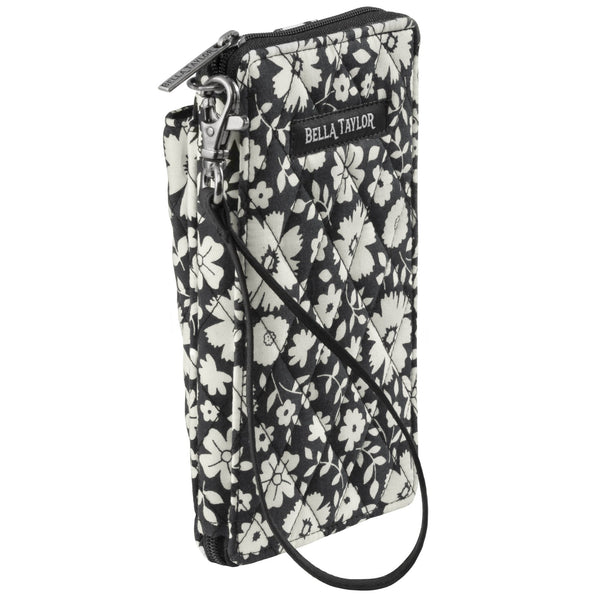 Bicolor Floral Black RFID Modern Wristlet Wallet