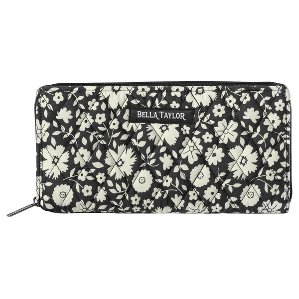 Bicolor Floral Black RFID Slim Card Wallet