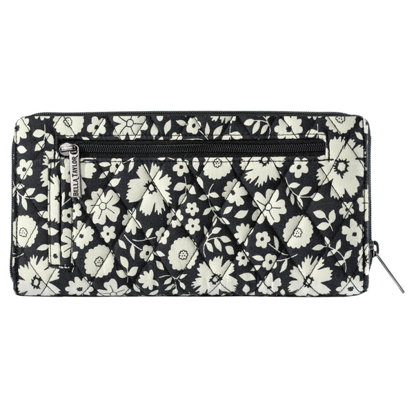 Bicolor Floral Black RFID Slim Card Wallet