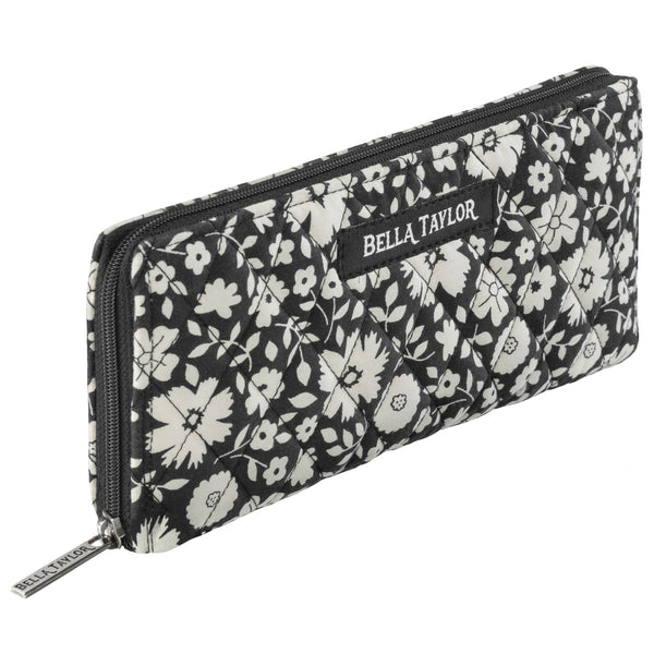 Bicolor Floral Black RFID Slim Card Wallet