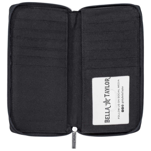 Bicolor Floral Black RFID Slim Card Wallet